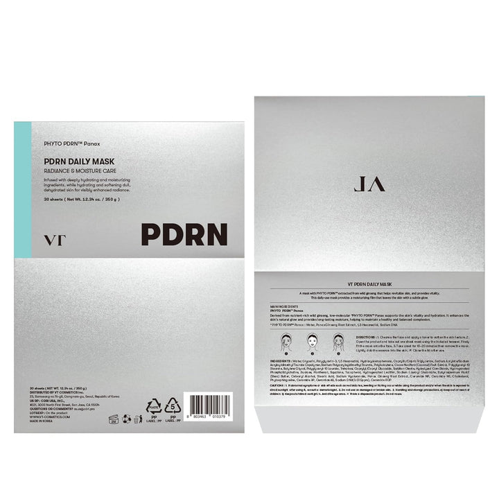 VT COSMETICS - Mascarilla diaria PDRN 30 hojas, PDRN vegano para la...