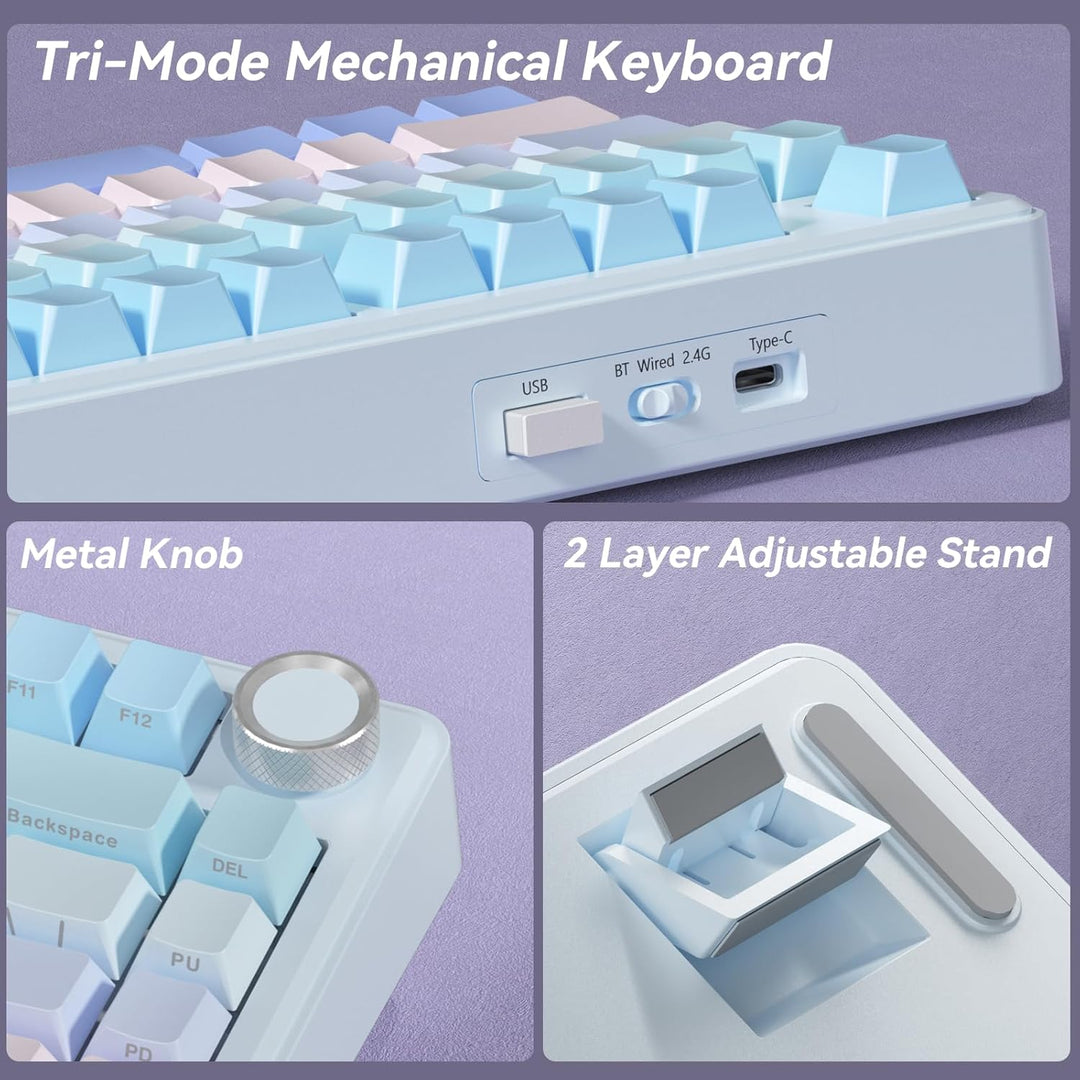 SOLAKAKA Teclado mecánico inalámbrico A75, teclado para juegos inte...