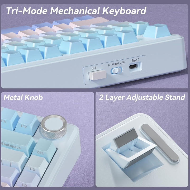 SOLAKAKA Teclado mecánico inalámbrico A75, teclado para juegos inte...