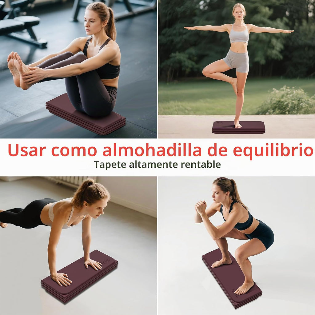 WEILA Esterilla de Yoga Plegable TPE 1/2 pulgada 70"x24", Colchoneta Pilates Antideslizante Gruesa