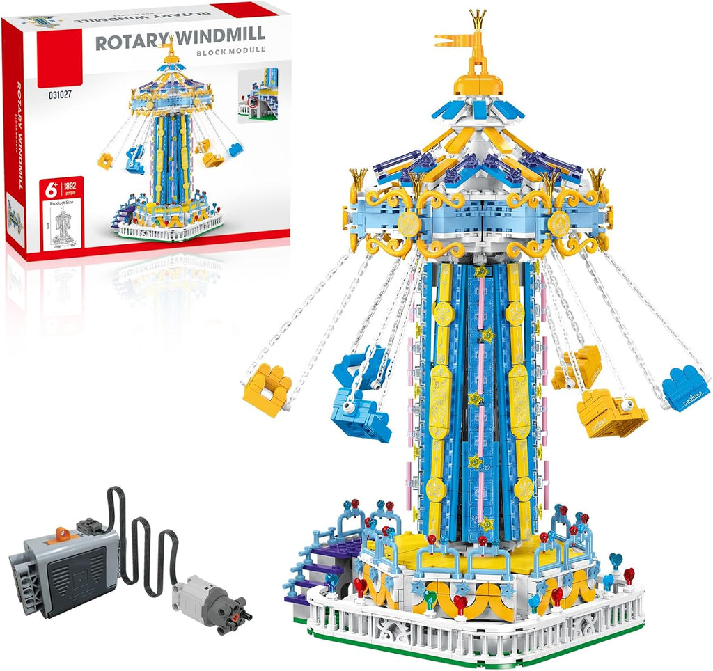 Juego de construcción Swing-Ride con control eléctrico motorizado, luz LED de parque de atracciones urbano, juguete para niños y niñas de 6, 7, 8 y 9+ años, regalos de cumpleaños para adultos
