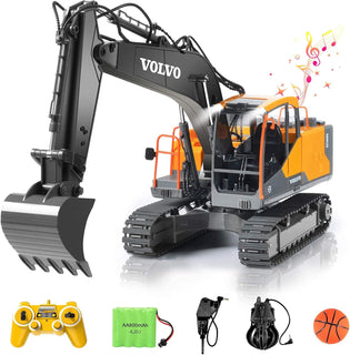 DOUBLE E Volvo Excavadora RC de 17 canales 3 en 1, juguetes de cons...