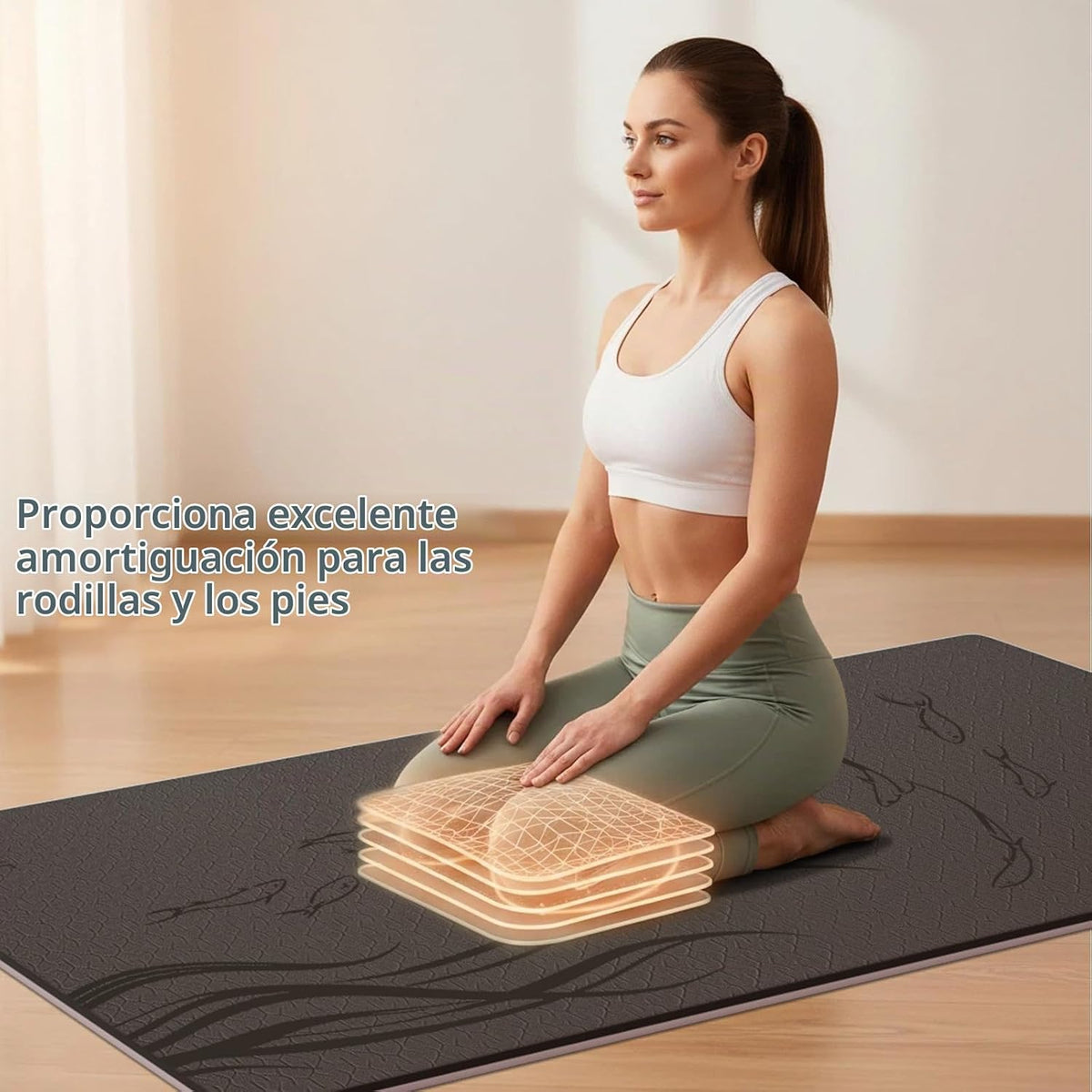 Esterilla de yoga extra ancha 76"x40"x10mm TPE antideslizante