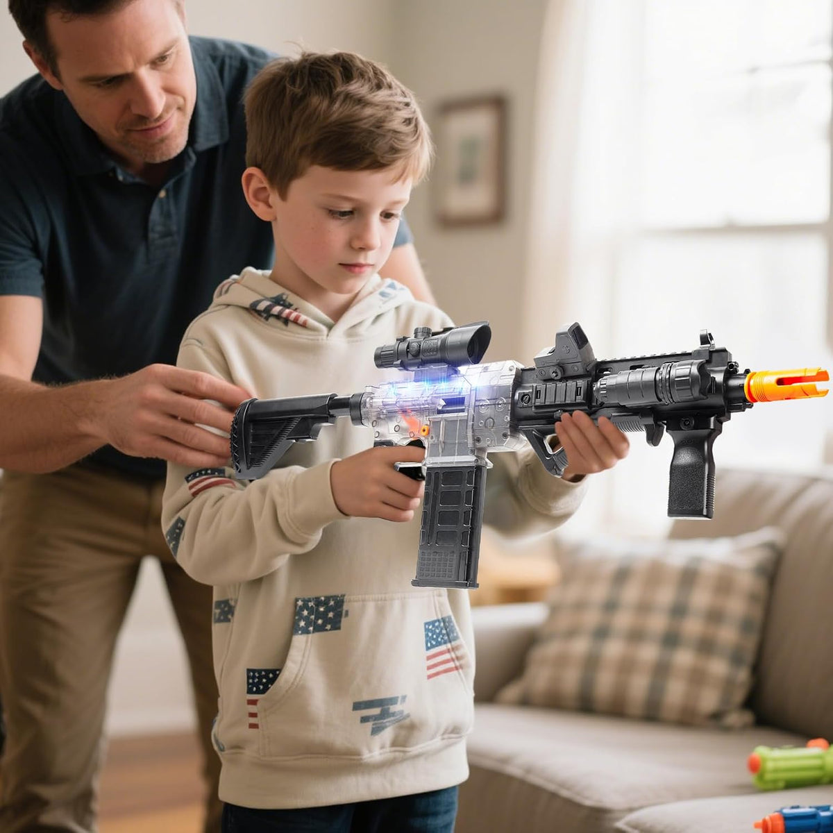 Pistola de juguete realista para dardos de pistolas Nerf, blaster de espuma - con visor 100 balas suaves 3 revistas, rifle de francotirador semiautomático eléctrico M416 ametralladoras para niños de 6