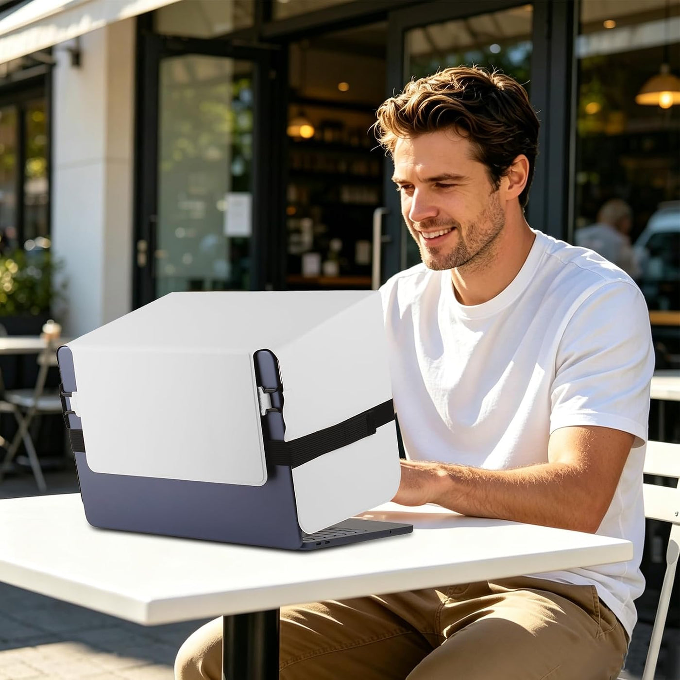 HoYiXi Parasol plegable para laptop y escudo de privacidad, se adap...