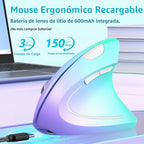 Lekvey Ratón ergonómico, ratón inalámbrico vertical USB-C recargable