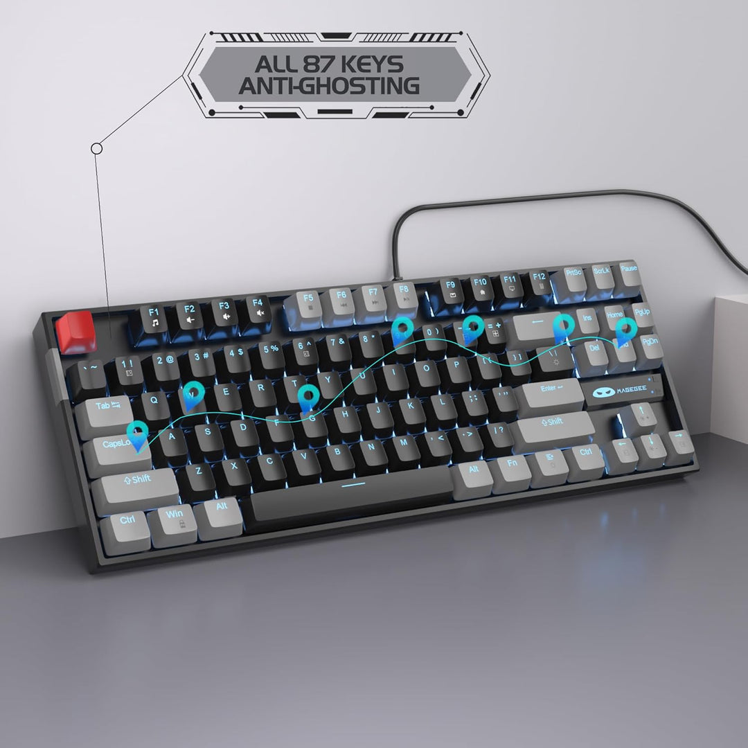 MageGee - Teclado mecánico para juegos 75%, con interruptor rojo, r...