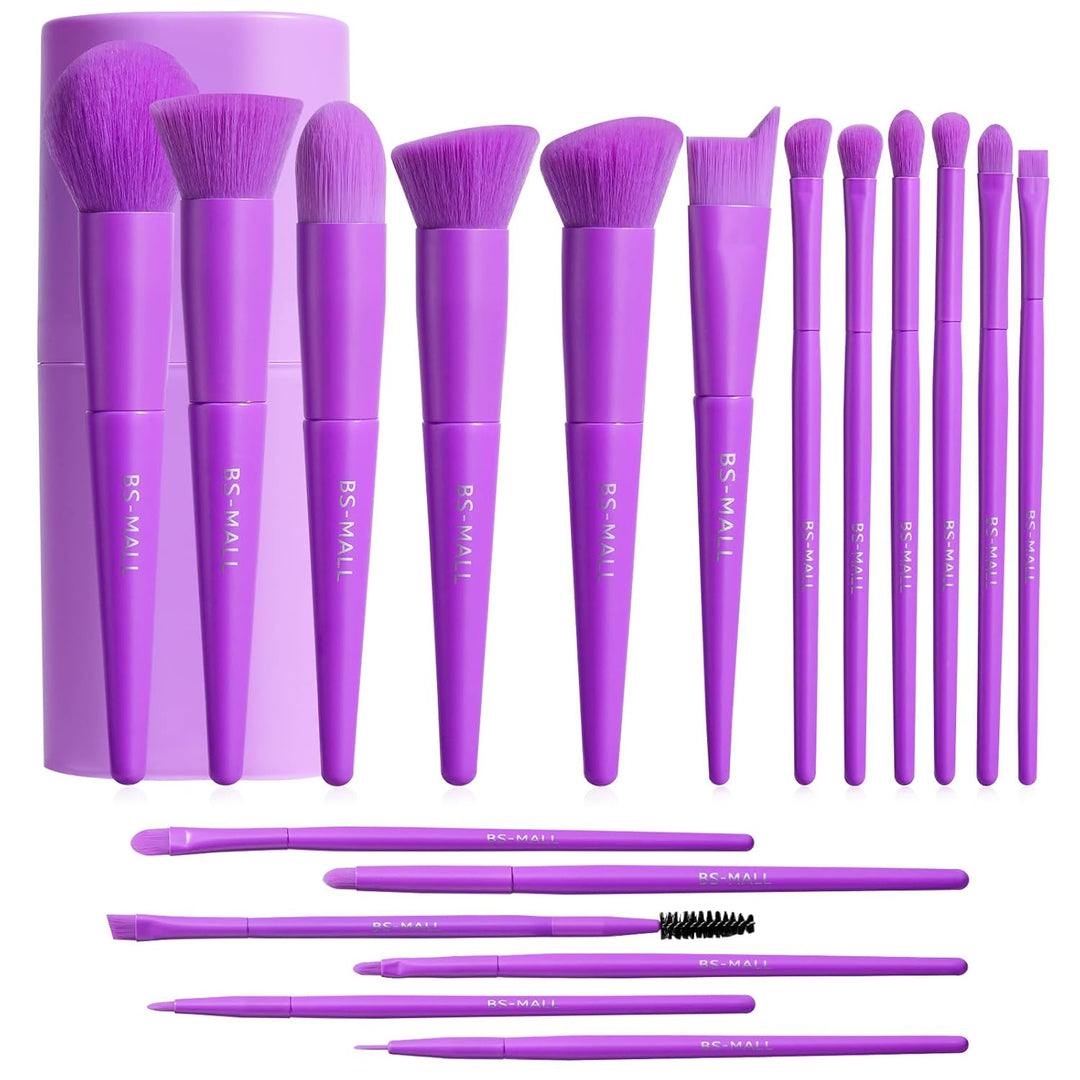 BS-MALL Juego de brochas de maquillaje, 18 piezas, base sintética d...