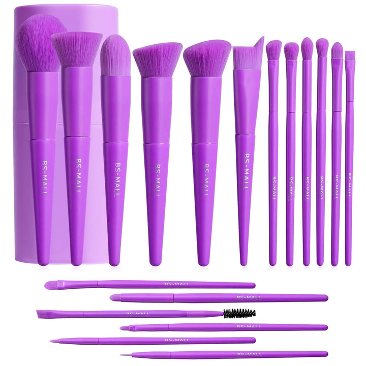 BS-MALL Juego de brochas de maquillaje, 18 piezas, base sintética d...
