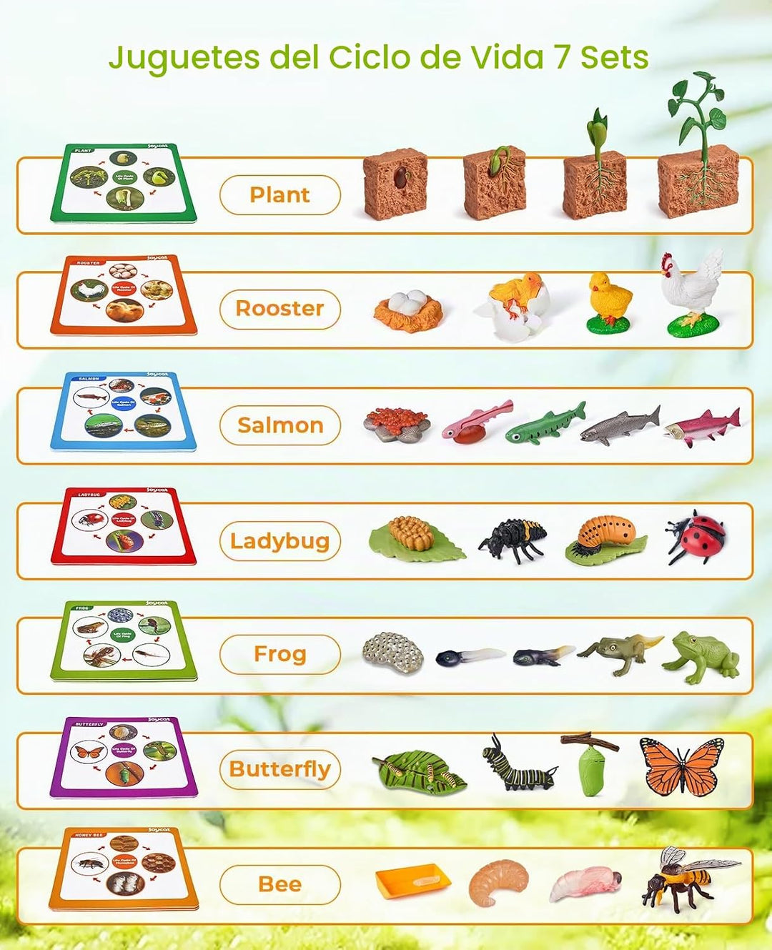 JoyCat - Juguetes de ciclo de vida para niños, 7 juegos de animales...