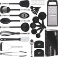 Juego de Utensilios de Cocina de 35 Piezas Juego de Utensilios de Cocina, Antiadherentes y Resistentes al Calor de Nylon Acero Inoxidable Silicona Juego de Espátulas - Gadgets de Cocina Elementos