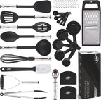 Juego de Utensilios de Cocina de 35 Piezas Juego de Utensilios de Cocina, Antiadherentes y Resistentes al Calor de Nylon Acero Inoxidable Silicona Juego de Espátulas - Gadgets de Cocina Elementos