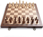 AMEROUS - Juego de ajedrez magnético de madera de 15 pulgadas para adultos y niños - con tablero plegable, paquete de regalo, ranuras de almacenamiento para piezas, piezas hechas a mano, juego de mesa