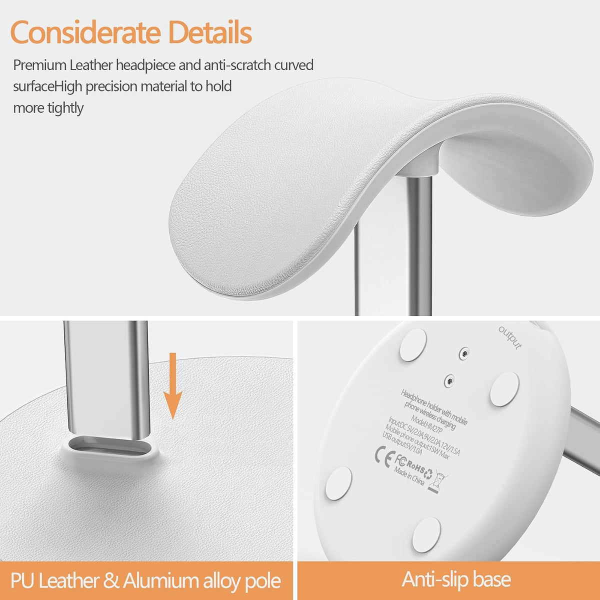 Soporte para auriculares con cargador inalámbrico, soporte colgador para auriculares gaming, estación de carga inalámbrica 2 en 1 para iPhone 15/14/13/12/11 Series, AirPods Pro/3/2 y todos los