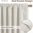 INOVADAY Juego de 2 paneles de cortinas 100% opacas de 84 pulgadas de largo, con pestaña trasera, bolsillo para barra, cortinas opacas de lino para dormitorio, cortinas de ventana con aislamiento