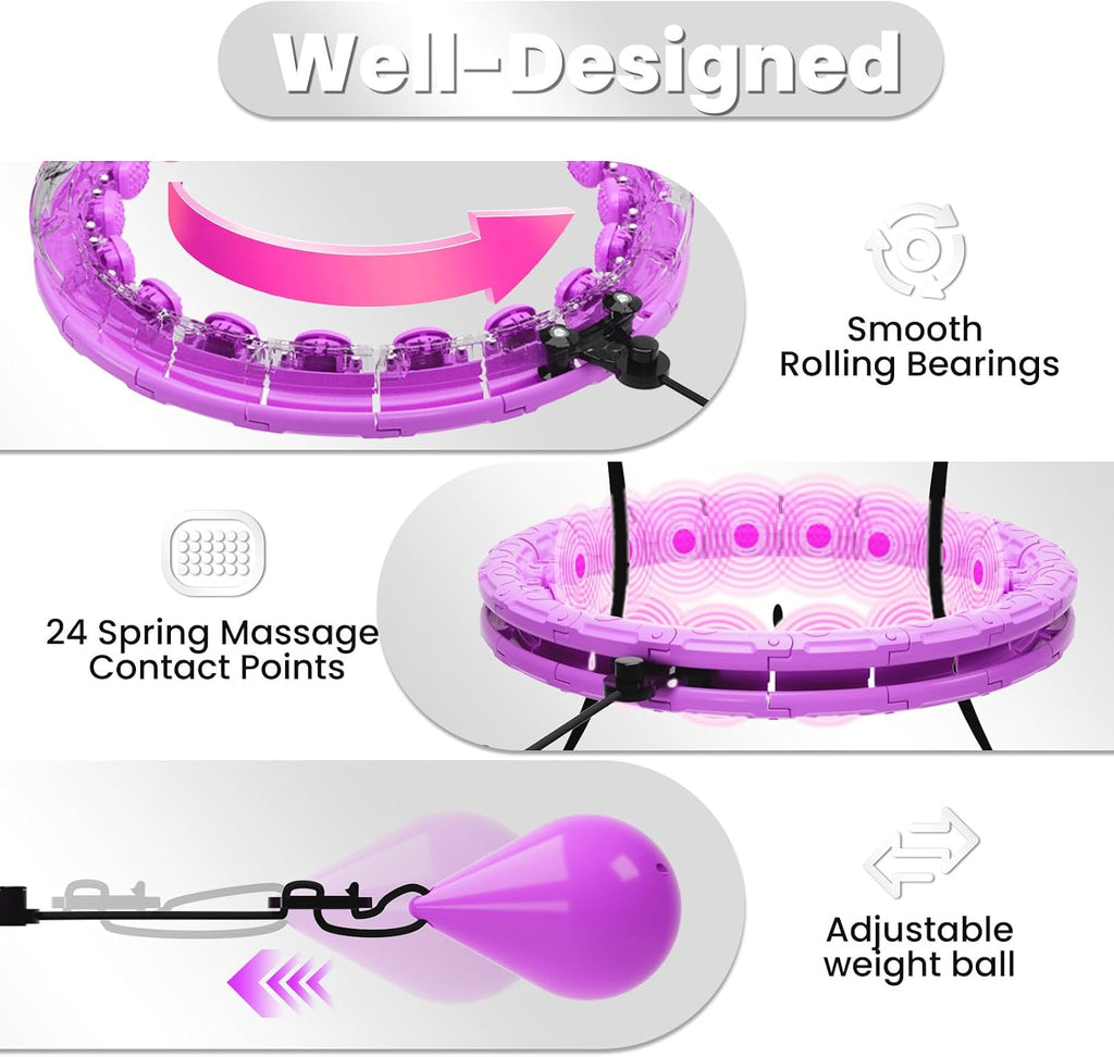 Infinity Hoop,2 en 1 Adjustable Fitness Hoop para Women Beginners
