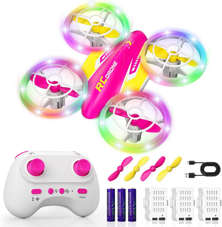 FUNPX Dron LED RC para niños de 6 años en adelante, regalo de Navid...