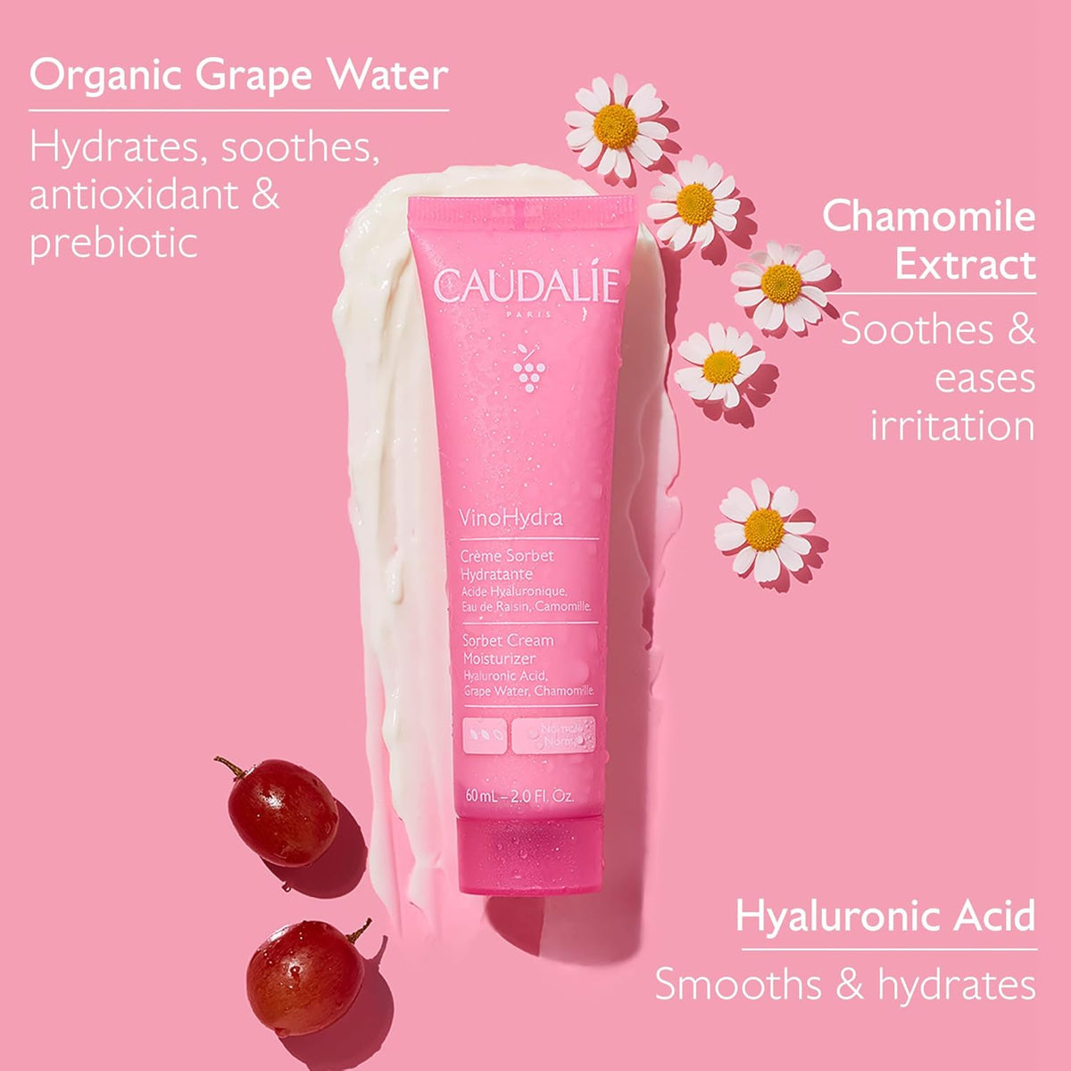Caudalie VinoHydra Sorbet Crema Hidratante con Ácido Hialurónico -...