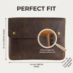MOONSTER® - Bolsa de cuero para computadora portátil, funda de cartera, espaciosa, hecha a mano con diseño sin tirantes de cuero de búfalo de grano completo, perfecto para laptops, MacBook y tabletas de 13 pulgadas, 14 pulgadas y 15 pulgadas