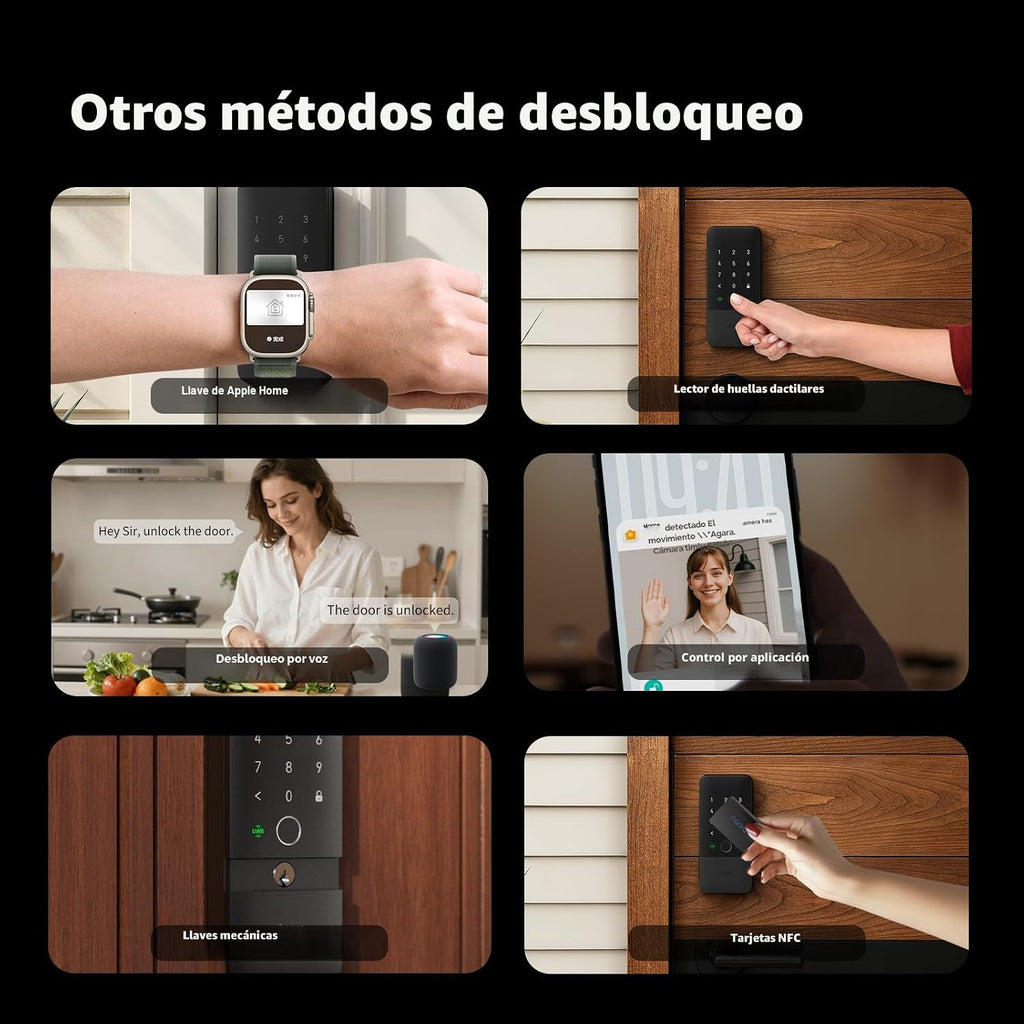 Cerradura inteligente Aqara UWB U400, Apple Home Key, Cerrojo con huella digital, Negro