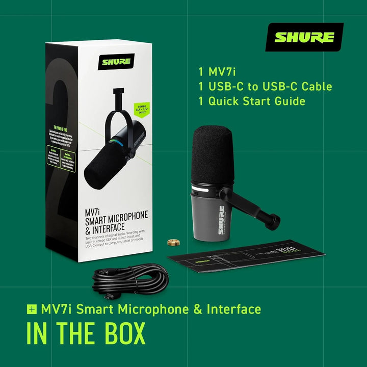 Shure MV7i - Micrófono inteligente - Micrófono USB-C y XLR para pod...