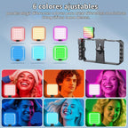 Zeadio Kit de aparejo de video para teléfono inteligente todo en uno, plataforma de jaula de teléfono variable con luz de video RGB, micrófono de escopeta, estabilizador de video universal para iPhone/Android, cinematografía, vlogging, YouTube, TikTok