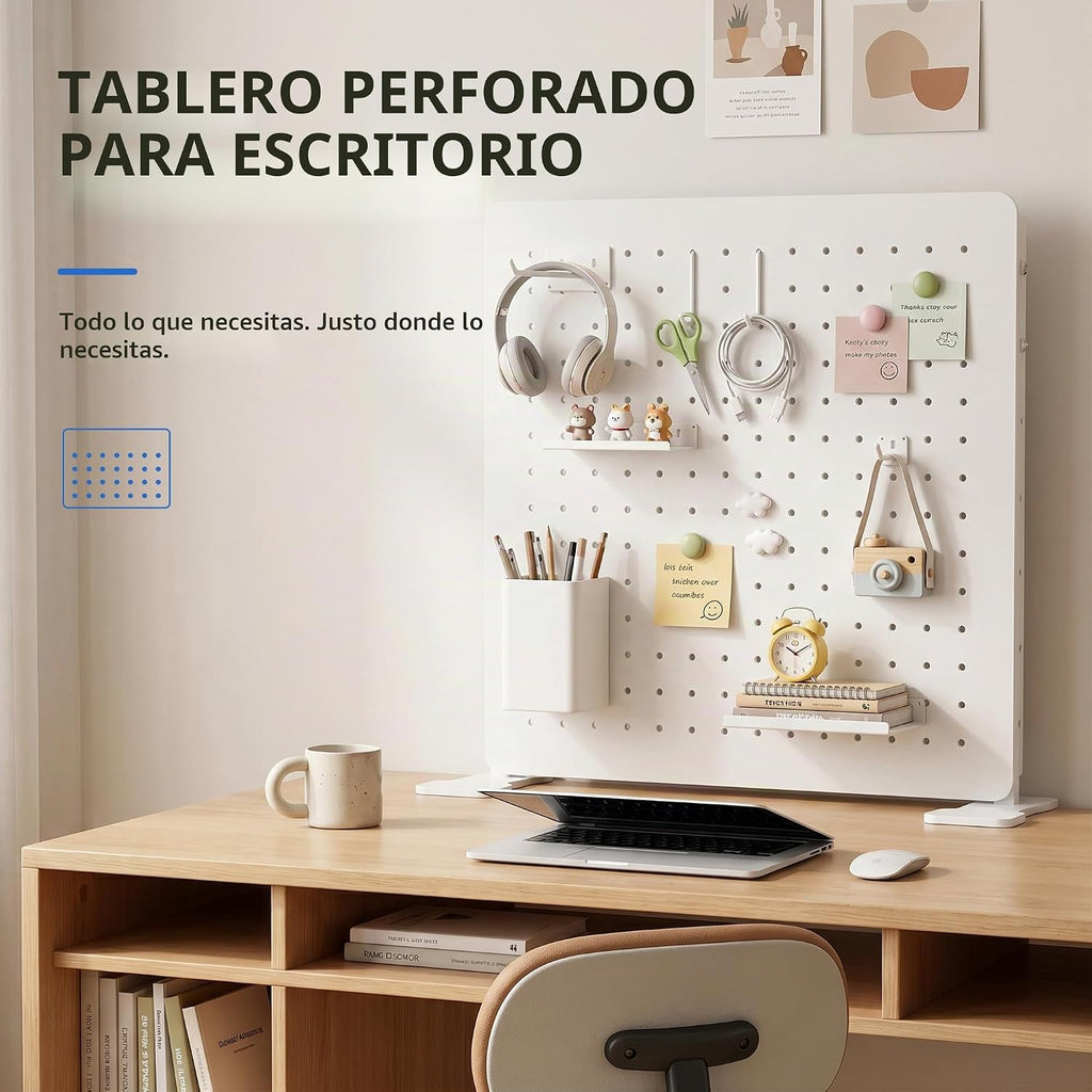 Organizador de Panel de Goteo de Metal Blanco, 15.75 pulg. con ganchos y estantes