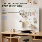 Organizador de Panel de Goteo de Metal Blanco, 15.75 pulg. con ganchos y estantes
