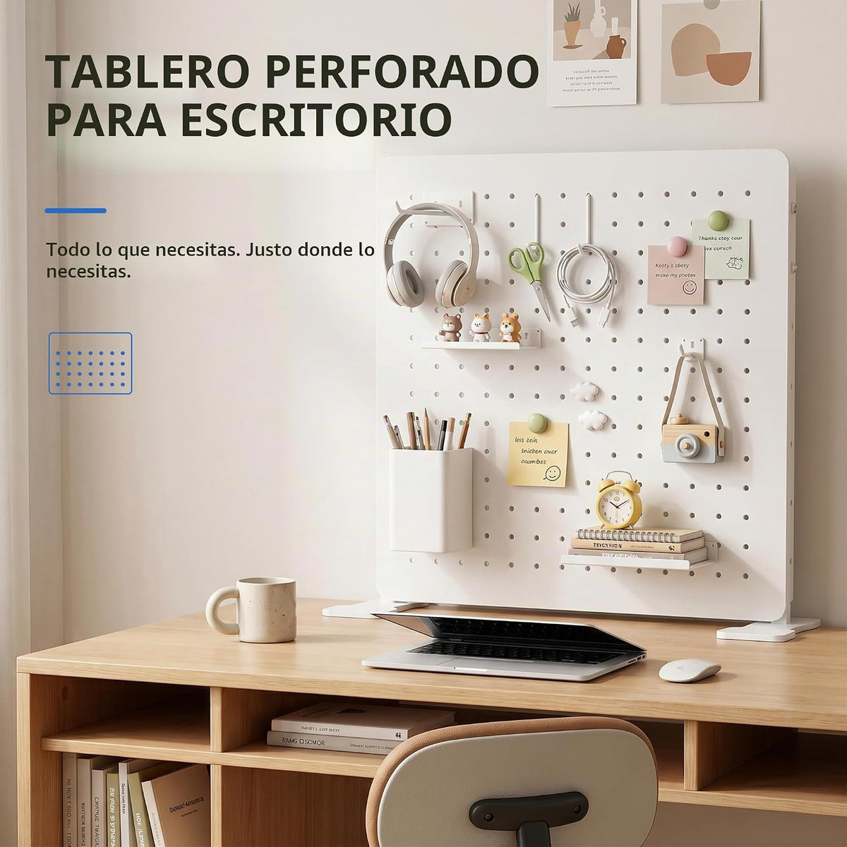 Organizador de Panel de Goteo de Metal Blanco, 15.75 pulg. con ganchos y estantes