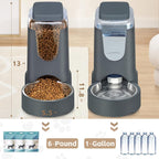 Comedero y dispensador de agua automático para gatos con cuenco de acero inoxidable, comedero por gravedad para perros y bebedero para mascotas pequeñas, medianas, cachorros y gatitos, 3,8 litros x 2
