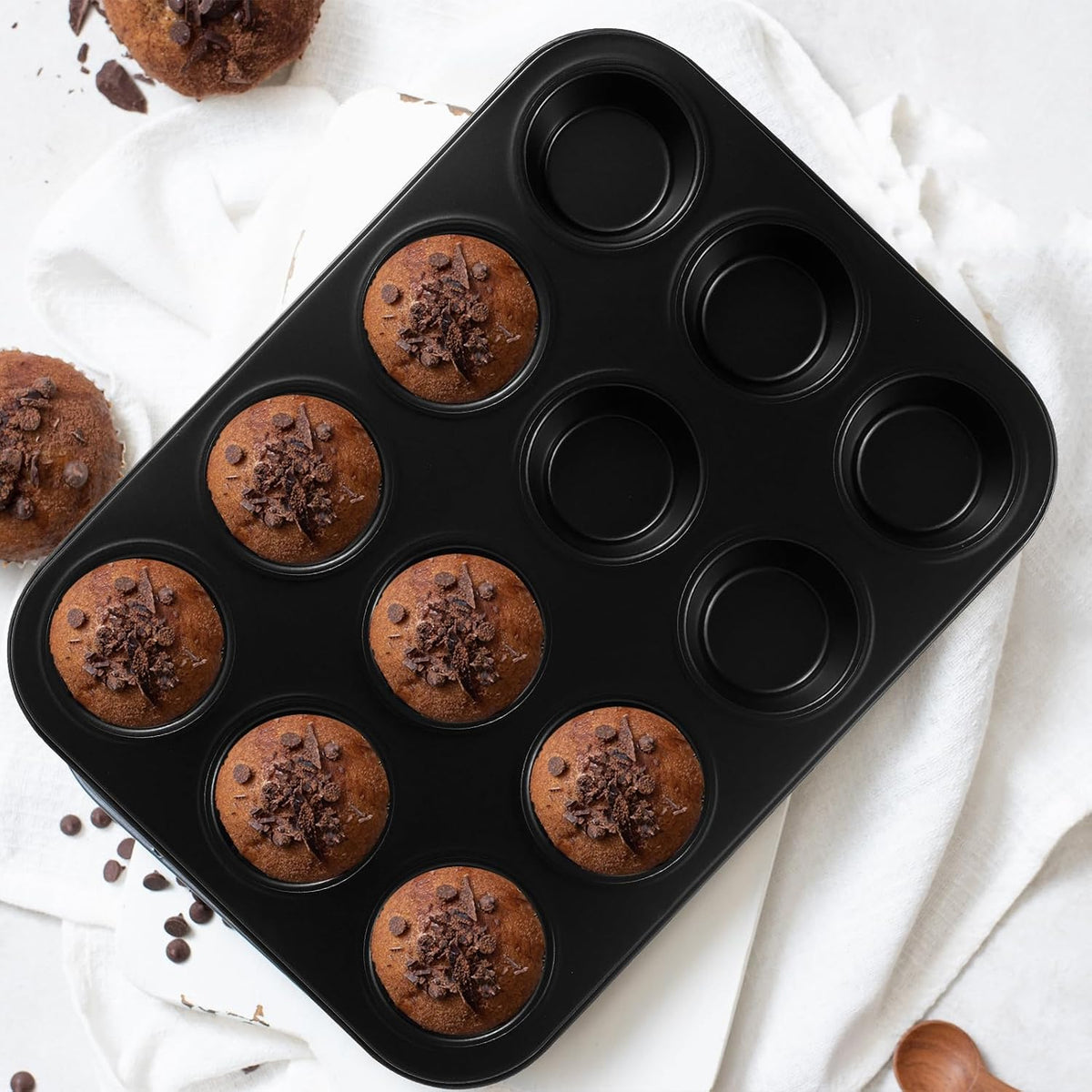 Set de 11 piezas de bandejas para hornear antiadherentes - Bakeware de acero al carbono de grado profesional con recubrimiento premium - apto para lavavajillas, apilable, apto para horno hasta 450°F (negro)