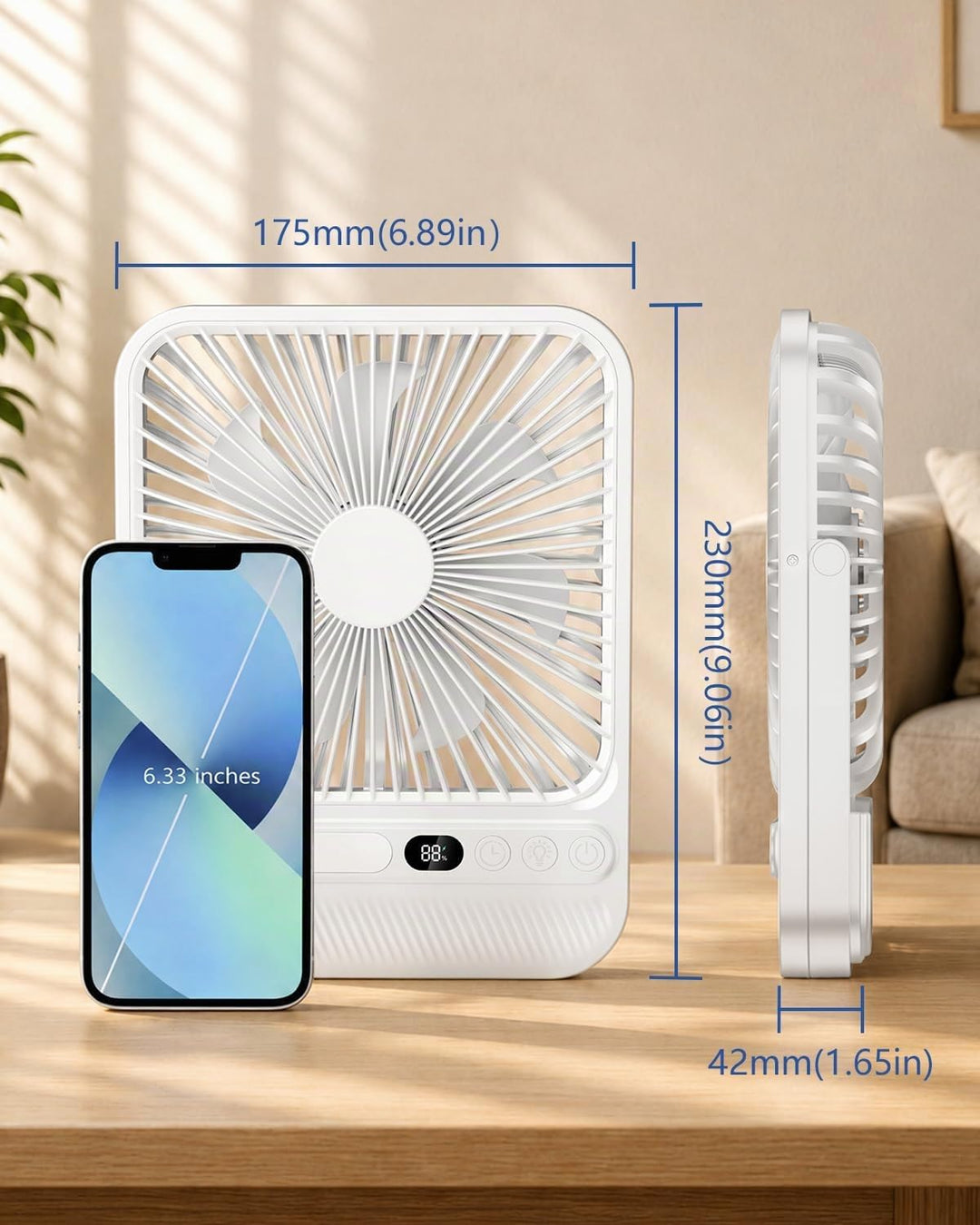 BIVBTP Ventilador de escritorio portátil de 7 pulgadas y 8000 mAh \...