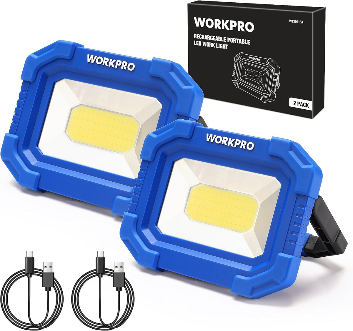 Lámpara WORKPRO Luz de trabajo LED, luces magnéticas recargables del trabajo