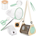 Kit de atrapador de insectos de madera para niños de más de 3 años, kit de captura de insectos y explorador al aire libre | jaula de insectos de madera, segura, red de mariposa extensible, bolsa