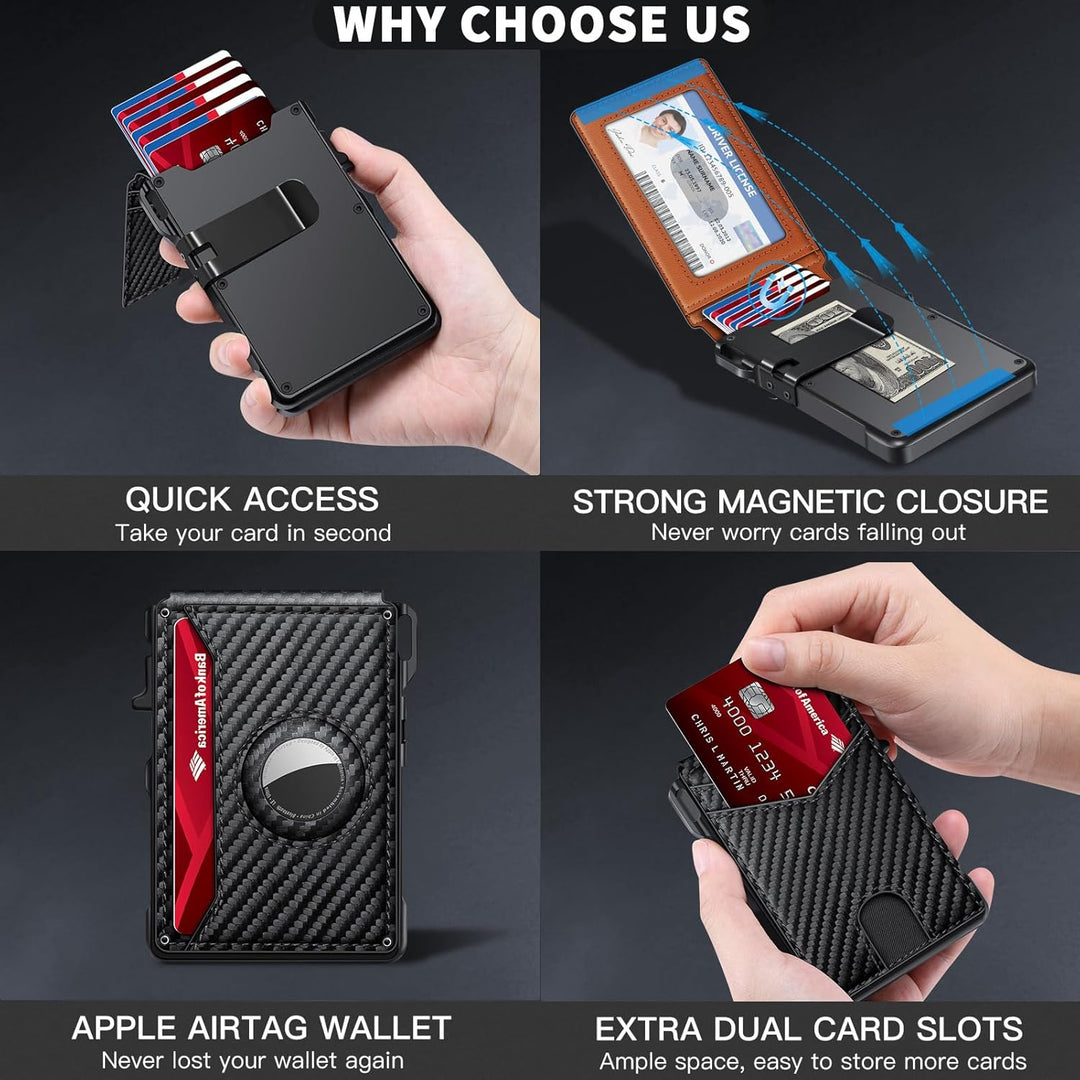 KIKVES Billetera para Airtag para hombre, tarjetero para AirTag con...