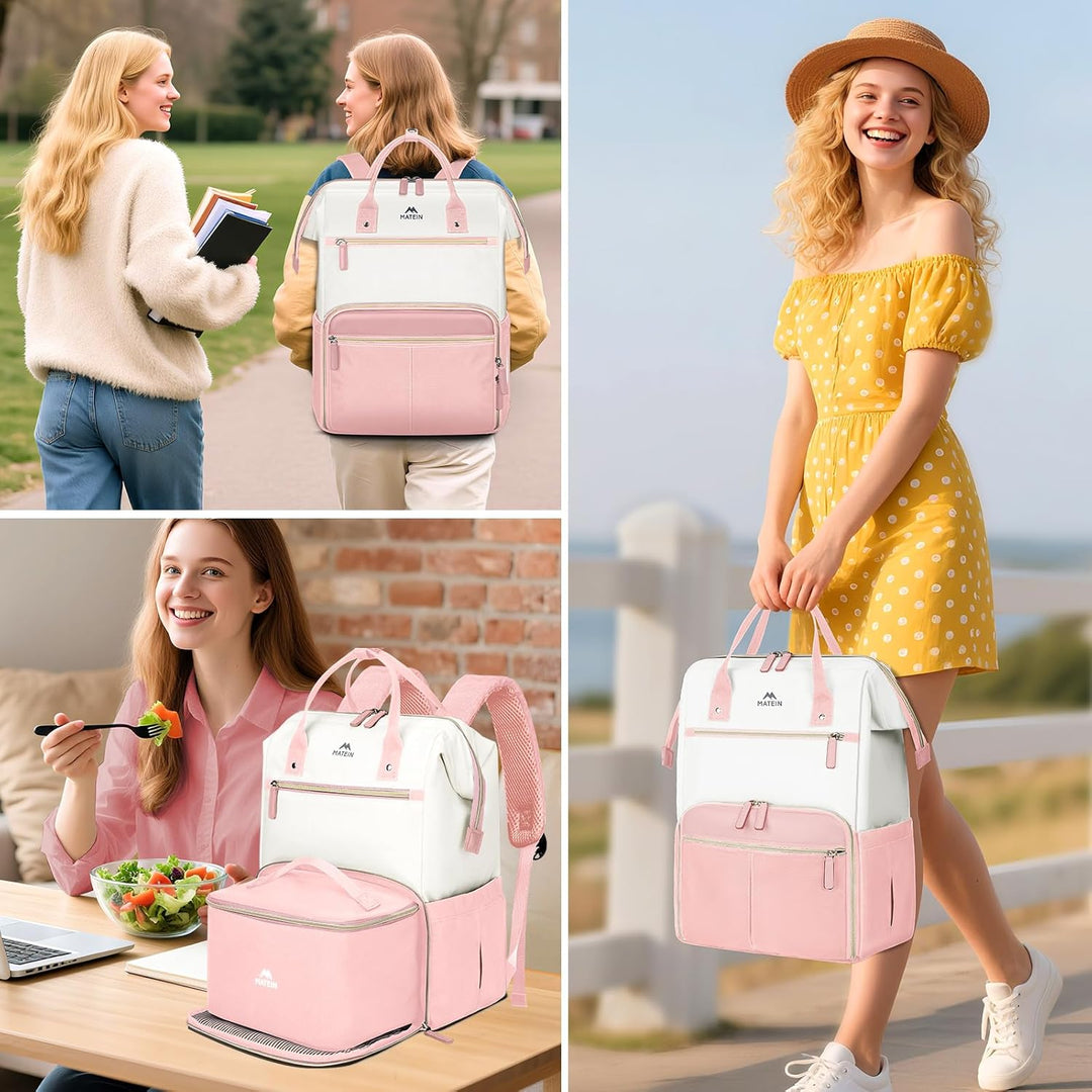 MATEIN Mochila para portátil con lonchera, mochila de almuerzo de 1...