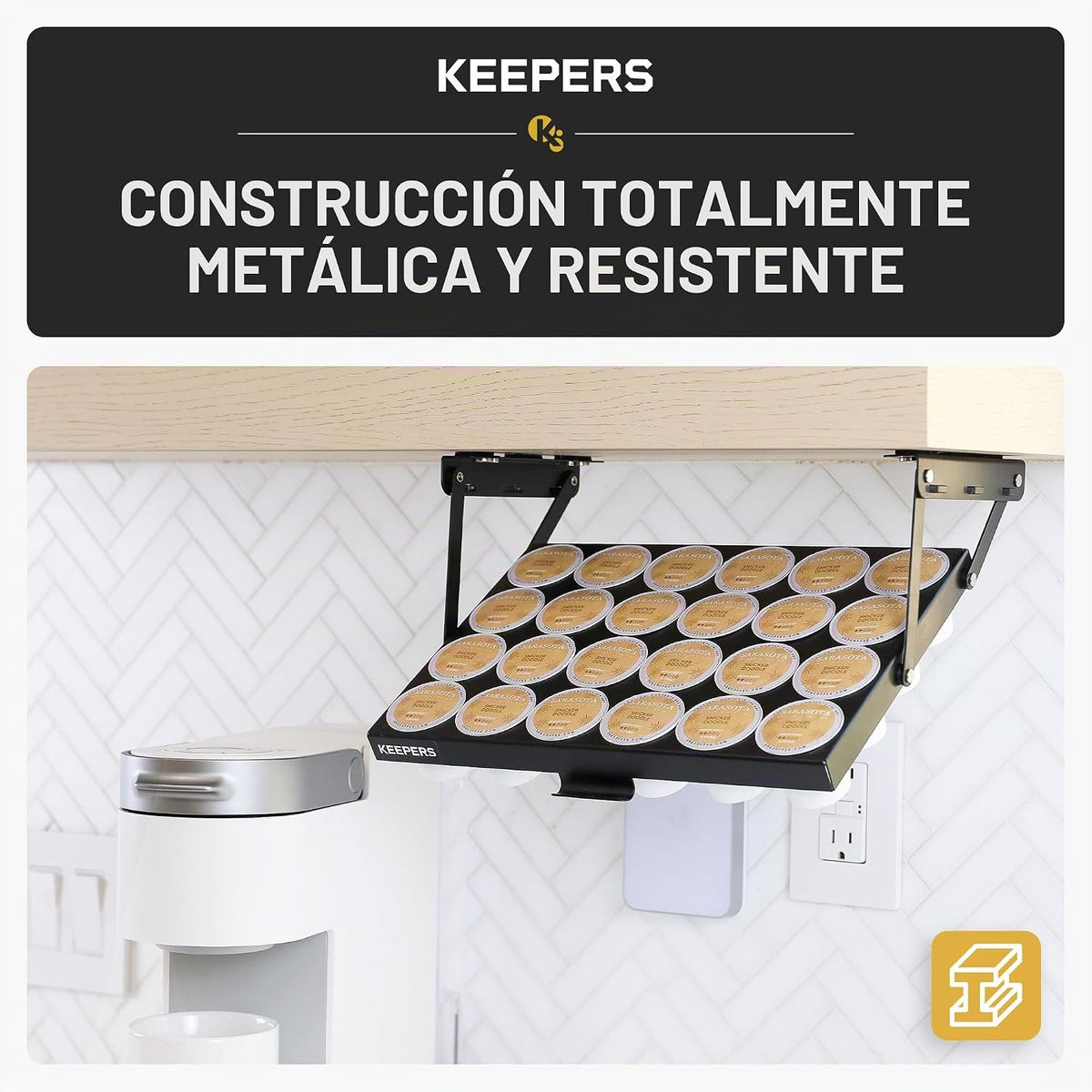 Coffee Keepers, titular para bajo mesada para organizar y conservar cápsulas (608938498274), Abajo, Negro, Paquete de 1