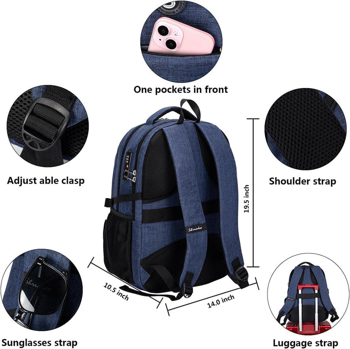 SHRRADOO Mochila Antirrobo para Laptop, Mochilas de Viaje con Puert...