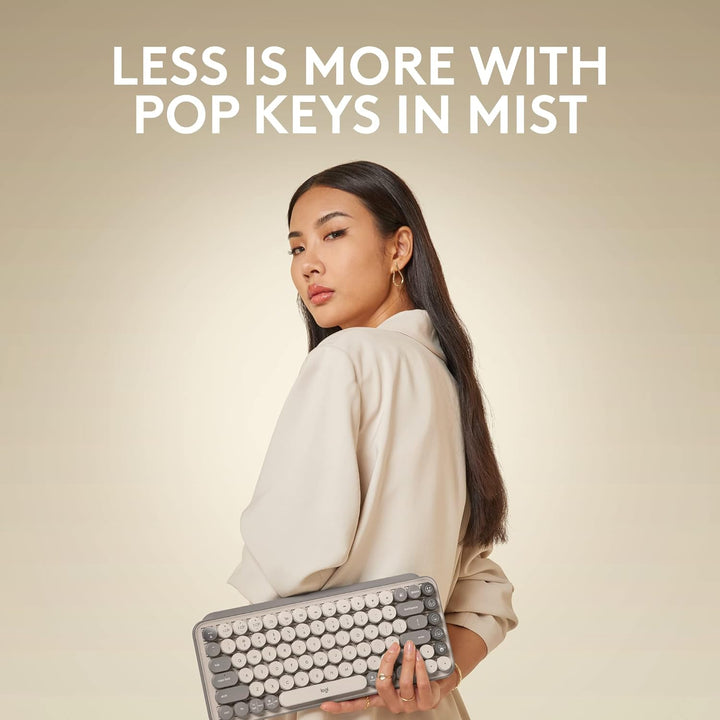 Logitech POP Keys Teclado inalámbrico mecánico con teclas de emojis...