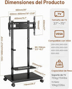 Soporte de TV rodante con soporte de barra de sonido para