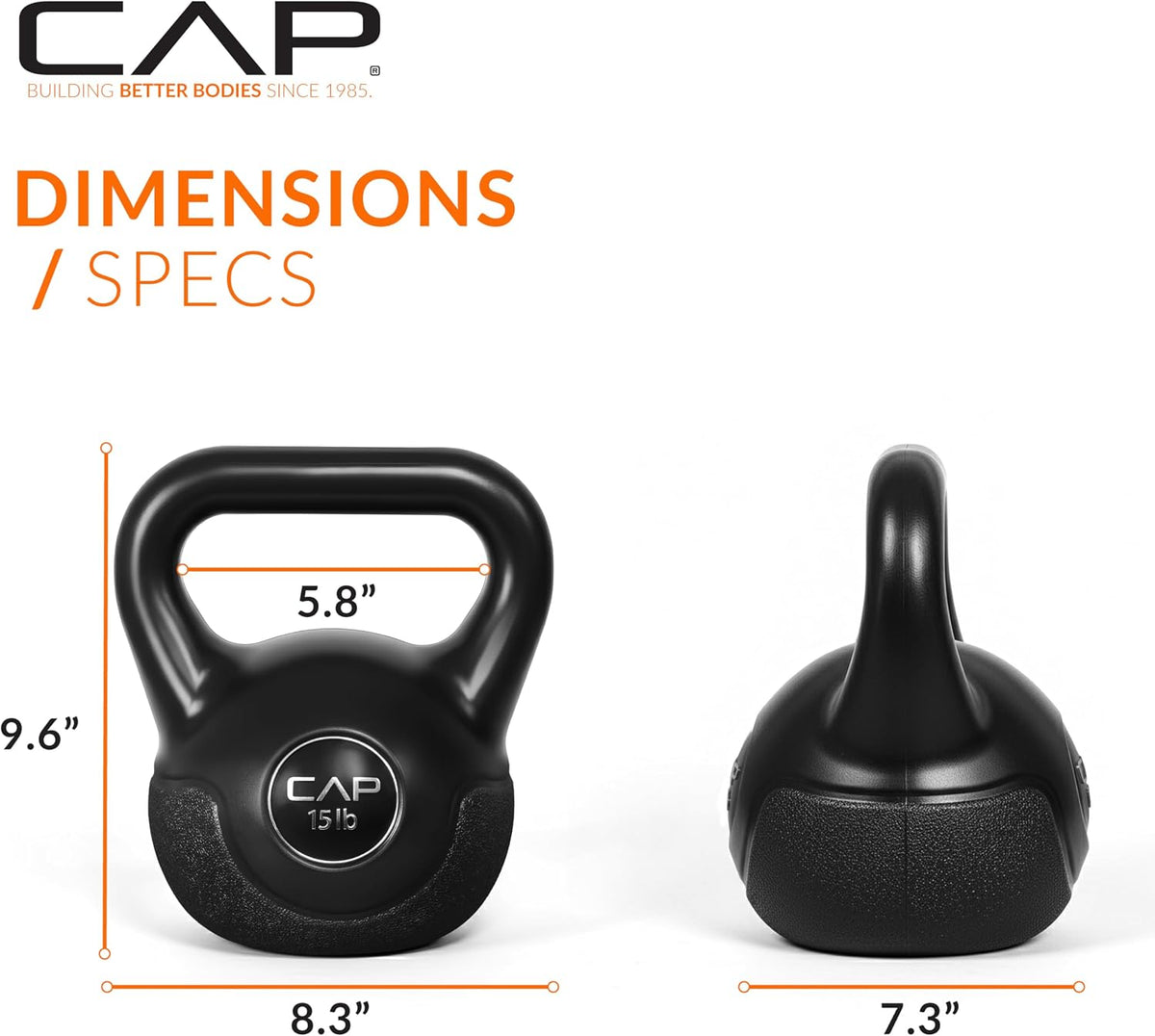 CAP Barbell Juego de pesas de cemento de 45 LB – Pesas de 10 lb, 15 lb y 20 lb recubiertas de vinilo para entrenamiento de fuerza, cardio, entrenamiento cruzado y entrenamientos en casa
