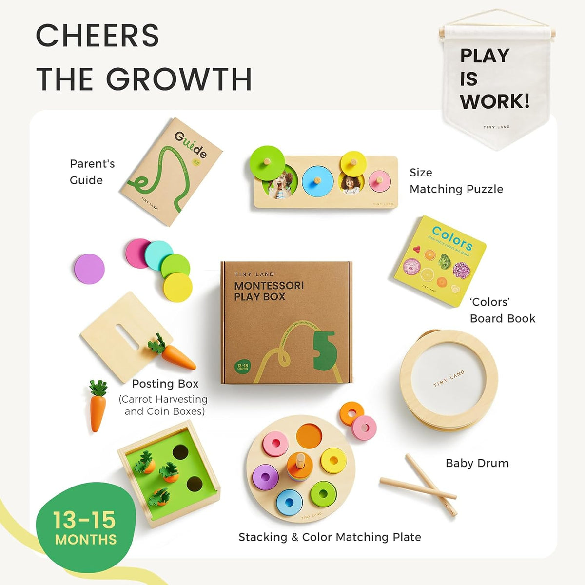 Tiny Land Montessori - Juego de juguetes para bebés de 13 a 15 meses, 7 en