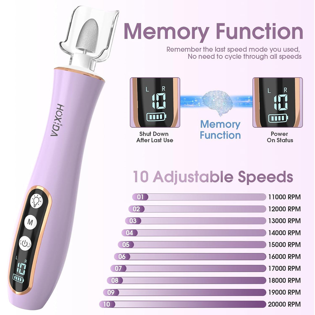 Kit profesional de manicura y pedicura con luz LED de 360° y 10 vel...
