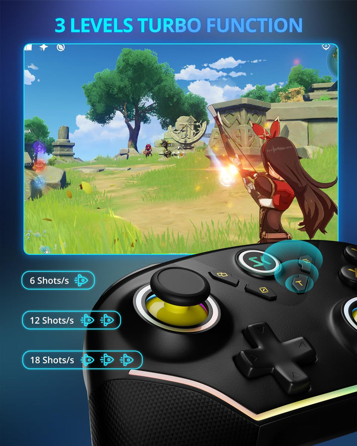 Multi-Platform Wireless Controller, PC Gaming Controller with 2.4G...