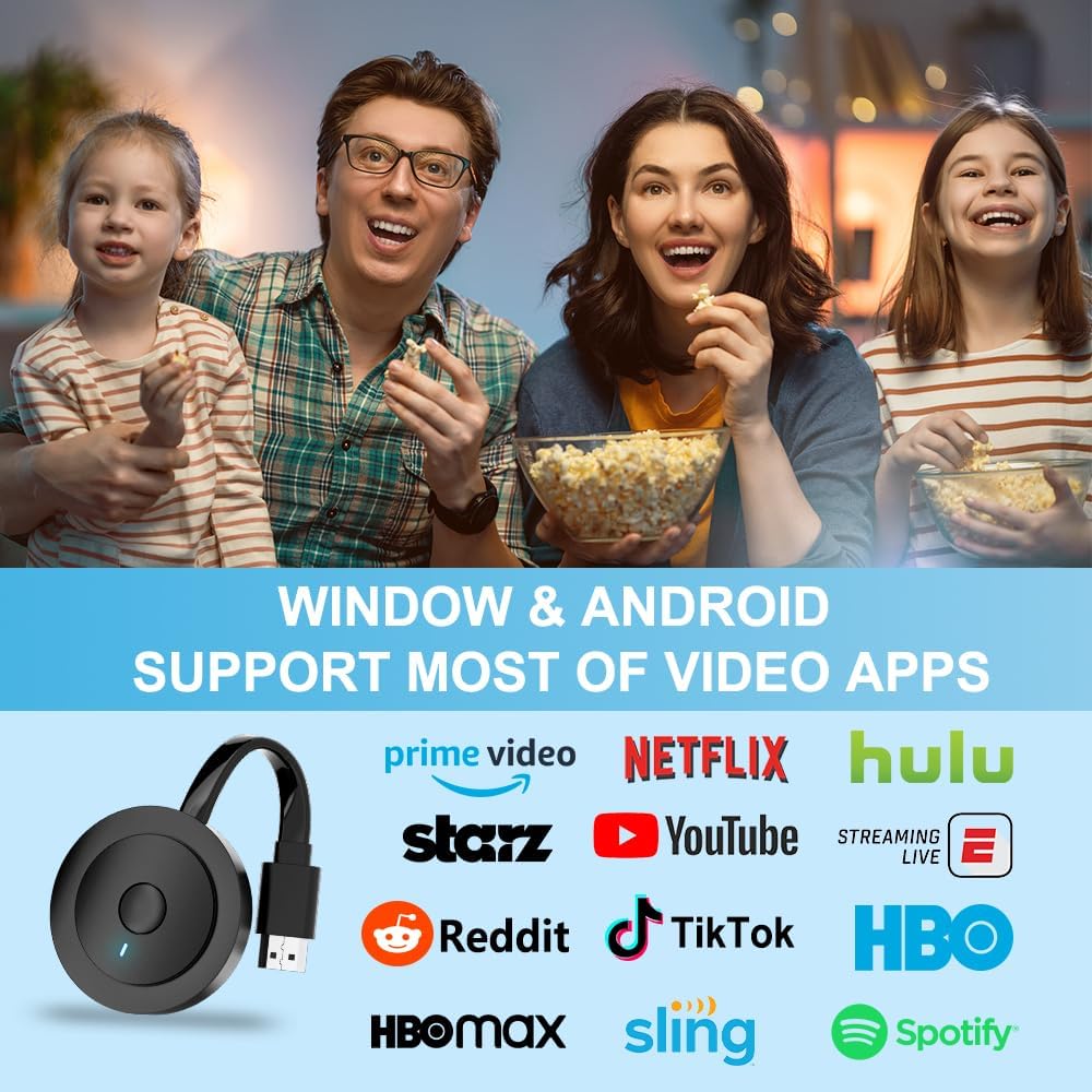 Adaptador de pantalla HDMI inalámbrico 4K, SOCLLLife Screen Casting Dongle para i-Phone, Android, portátil, PC a HDTV/proyector/monitor, compatible con Airplay, Miracast, DLNA para películas, videos