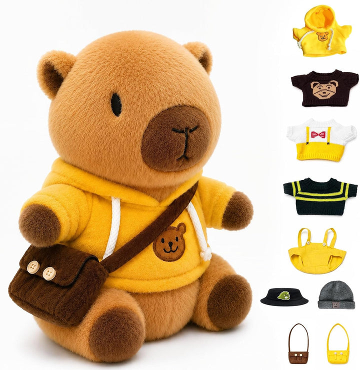TITQWOP Capybara - Peluche de Capybara con 9 prendas y accesorios,...