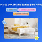 Nectar - Marco de cama de bambú para niños, individual, blanco, 12 pulgadas de altura, sin herramientas