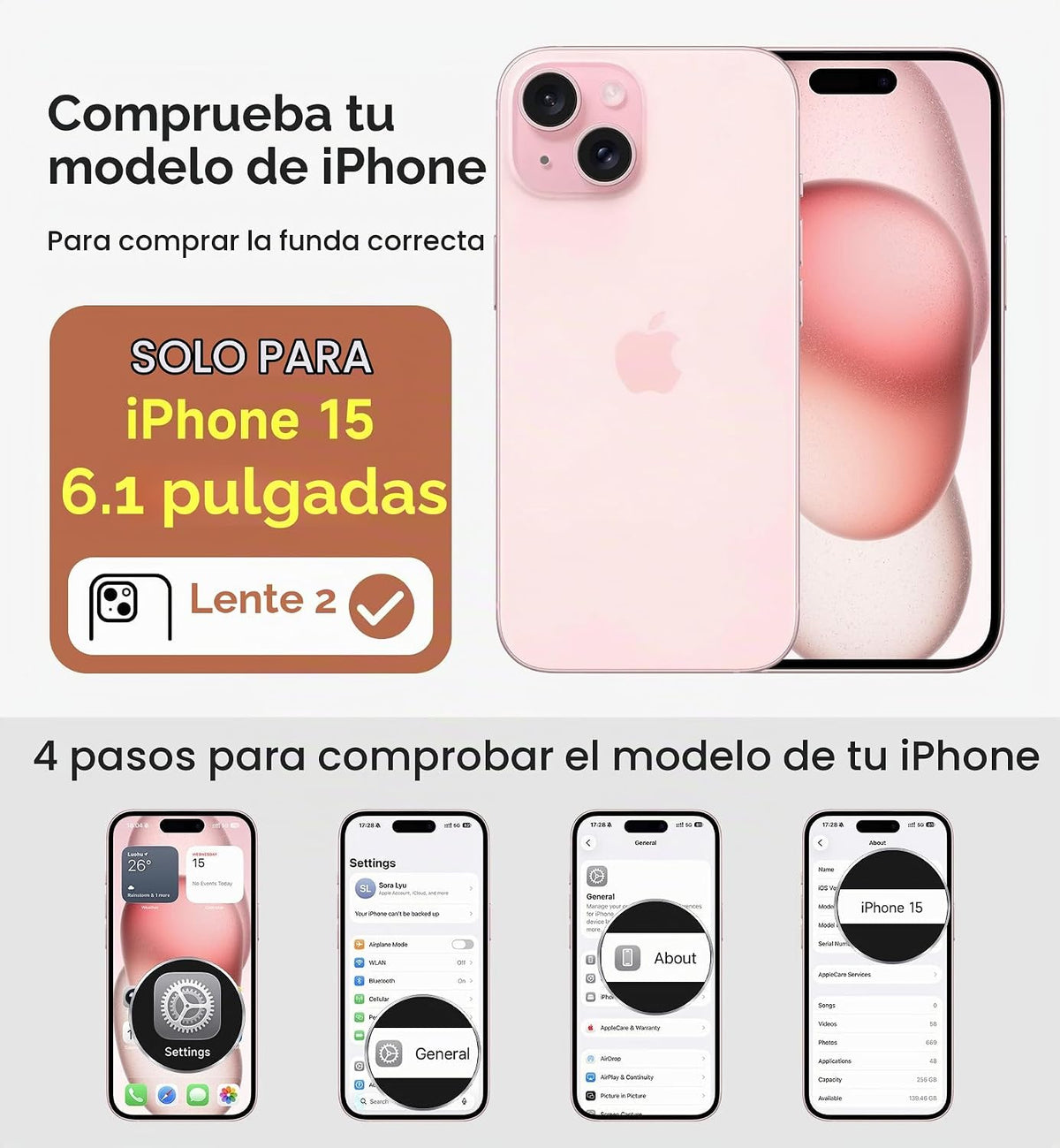 SURITCH Funda para iPhone 15, compatible con MagSafe, soporte integrado y cubierta de cámara y parte trasera translúcida, funda protectora resistente a prueba de golpes de 6.1 pulgadas, color negro