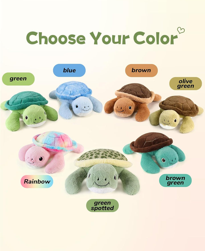 gnomantic Animales de peluche con peso de tortuga, almohada de felp...