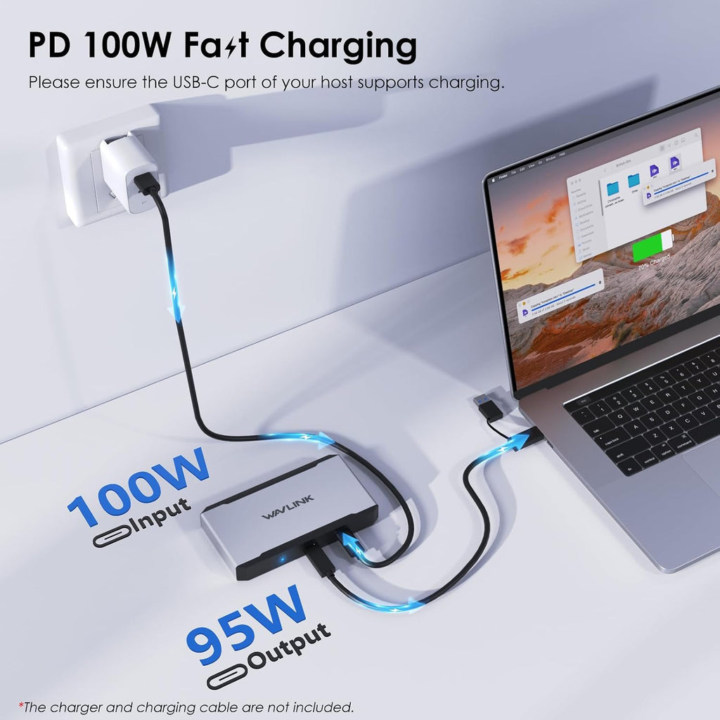 WAVLINK Adaptador USB C a triple monitor, compatible con Mac y Windows